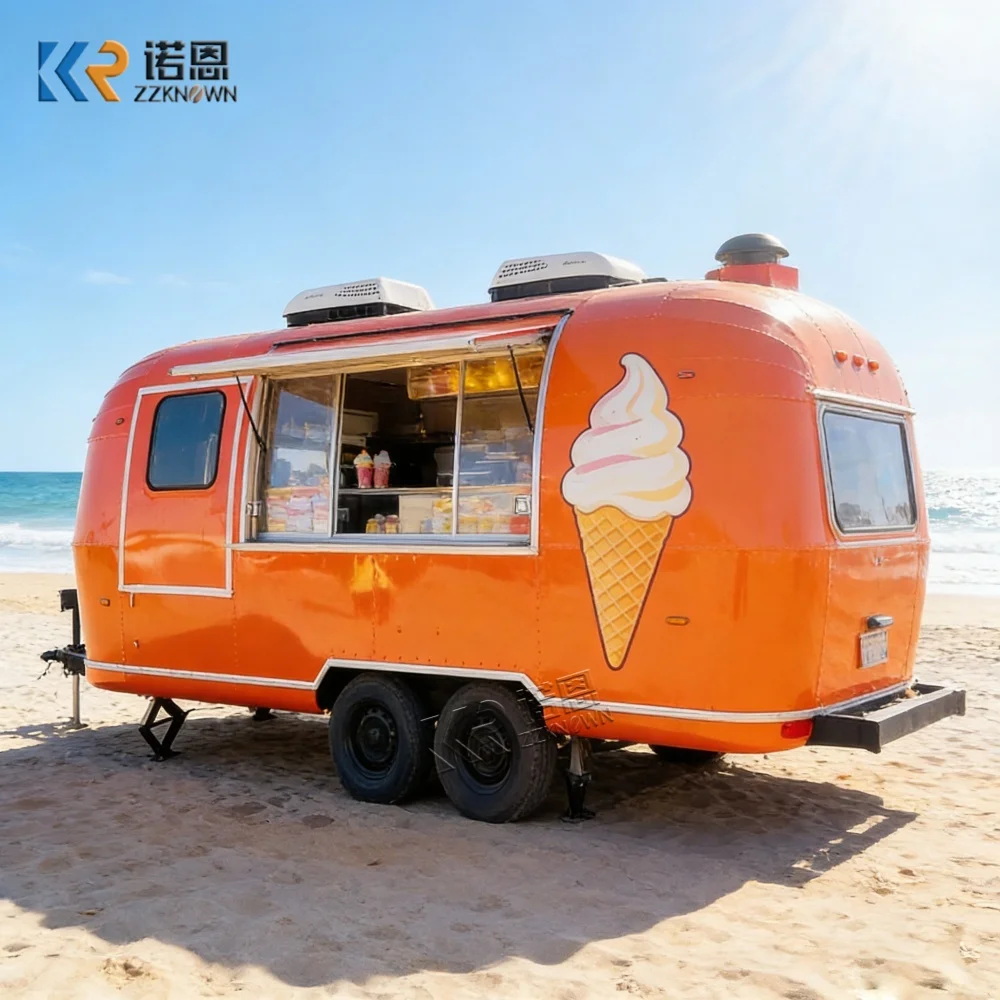 

Customizable Food Vending Cart Commercial Mobile Kitchen Trailer Full Stainless Steel Interior for Food Truck Business