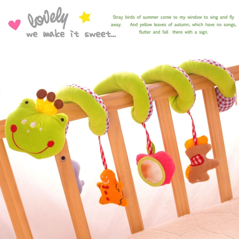 

Baby Cot Hanging Toys, Accessories Cute Cartoon Frog Prince Colorful BB Sound With Teether, Haha Mirror Soothing Soft Plush Toys