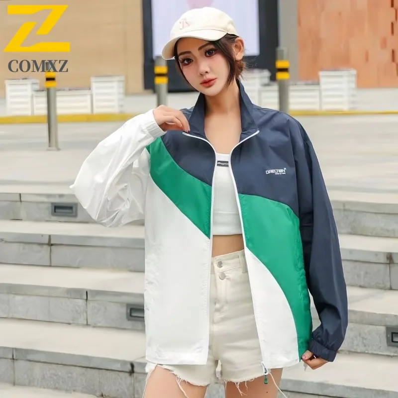

COMXZ 2025 Men Jacket Splicing Stand Collar Outdoor Cycling Wear Resistant Motorcycle Coat Korean Fashion Lightweight Clothing