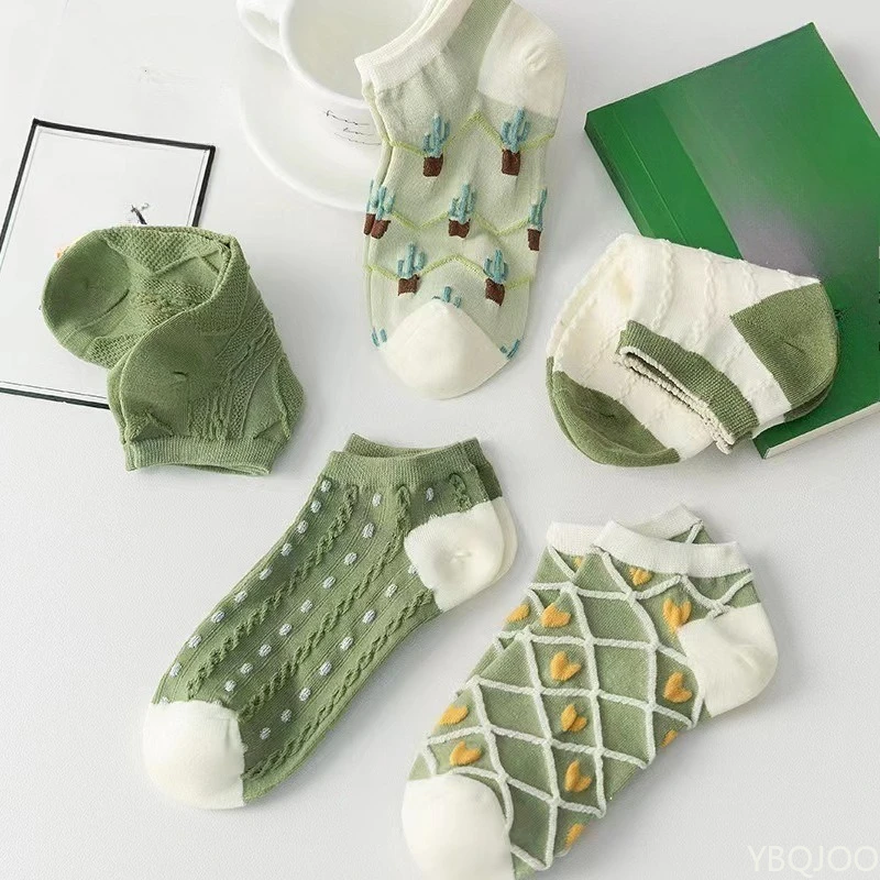 5 pairs Ladies' spring summer socks casual comfortable boat socks sweet fresh cute breathable thin shallow mouth socks