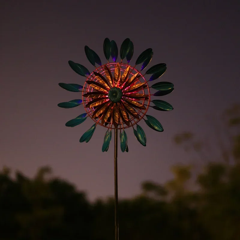 

Solar Lights Pinwheel Yard Outdoor Garden Terrace Decoration Windmill Weather Vane Wind Spinner Gardening Ornaments Decorations