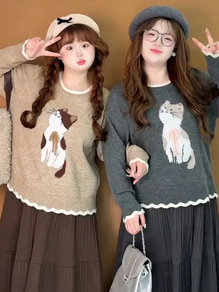 

plus Size Autumn Winter Korean Sle Women's Knitted Long Sve Sweater Soft Mellow Slimming Versatile Overhead Headwear
