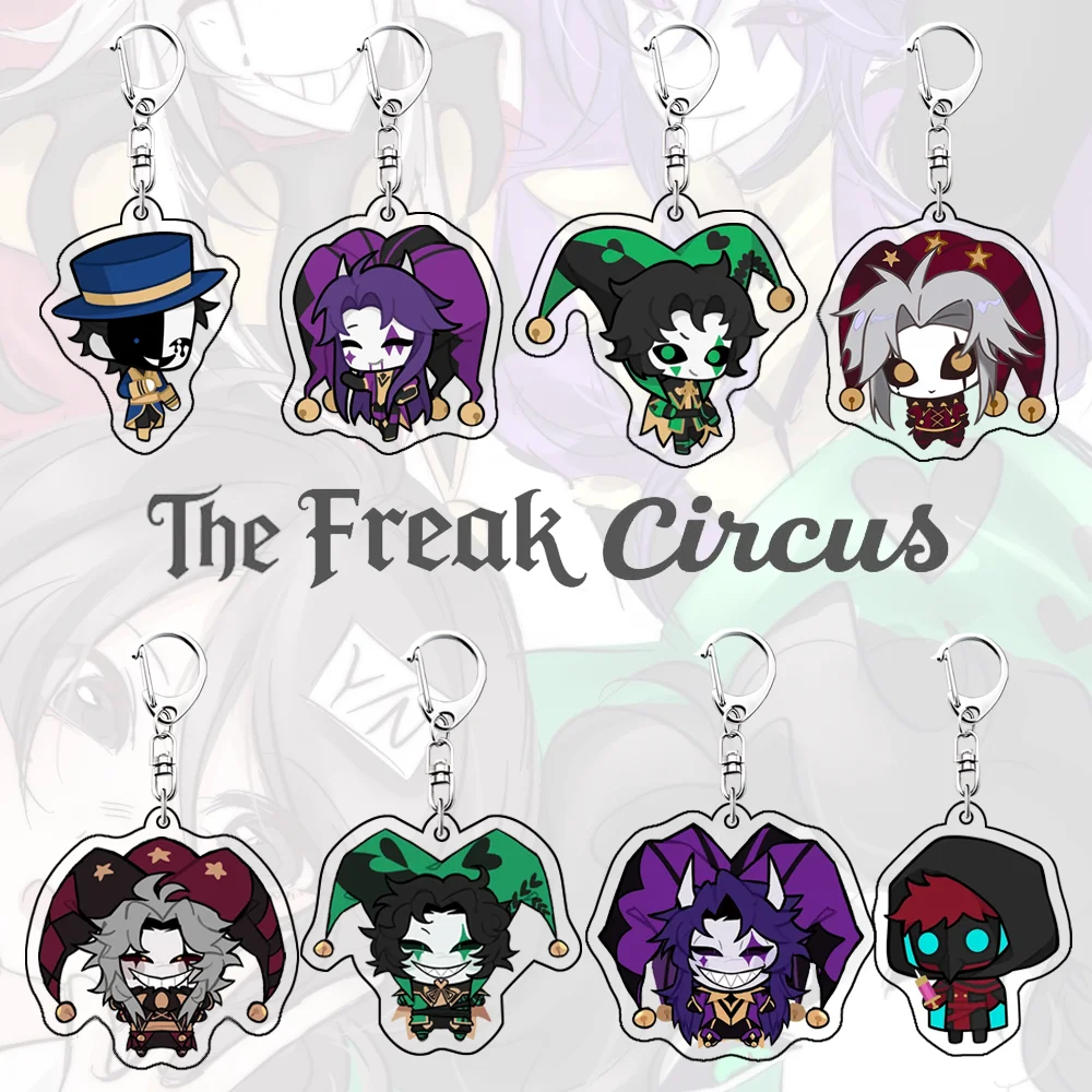 Game The Freak Circus 6CM Pierrot Cosplay Kawaii Acrylic Stand keychain Joker Clown Pendant Keyring Bag Accessory Ornament Props