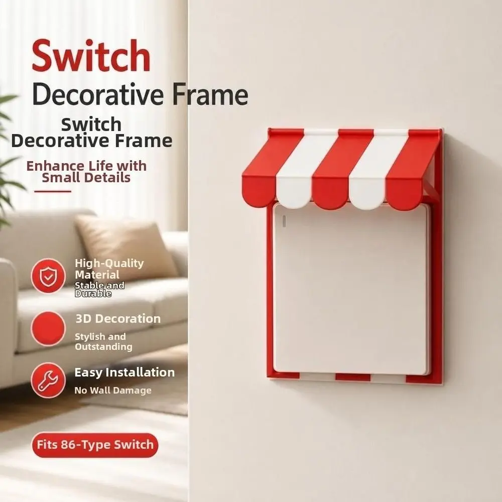 3D Printed Wall Switch Plate 86 Type Creative Switch Decorative Frame Canopy Design Funny Switch Frame Cover Home Ornament