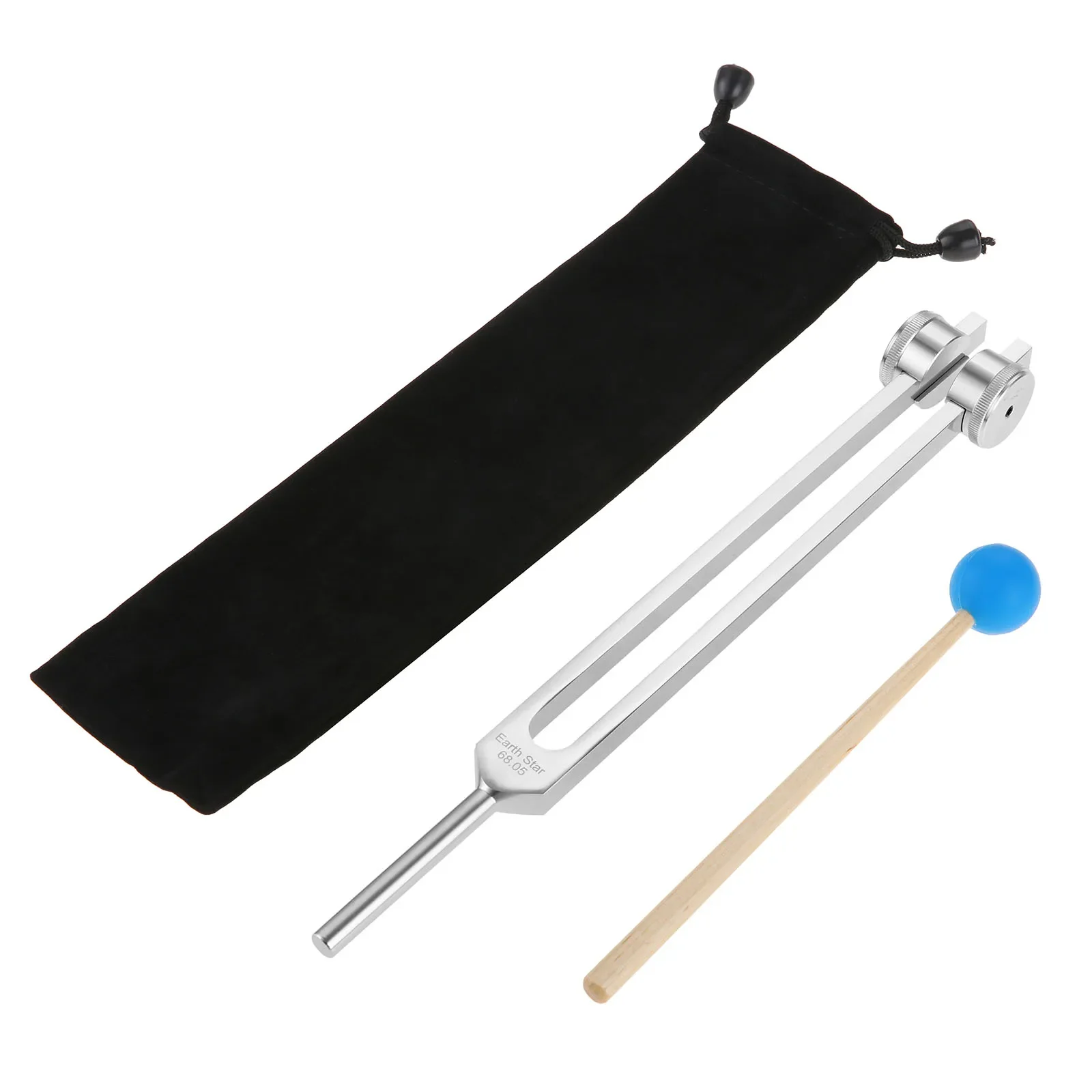 Aluminum Alloy 68.05Hz Tuning Fork with Silicone Hammer Bag for Solfeggio DNA Repair Healing, Musical Instrument, Sound Therapy