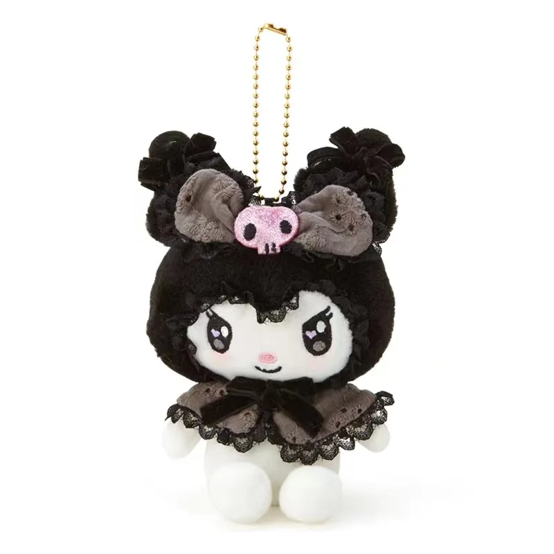 Japanese Style Sanrio New Cute Black Lace Kuromi Stuffed Toy Kawaii Sweet Girl Heart Lolita Plush Keychain Pendant Girl Gift