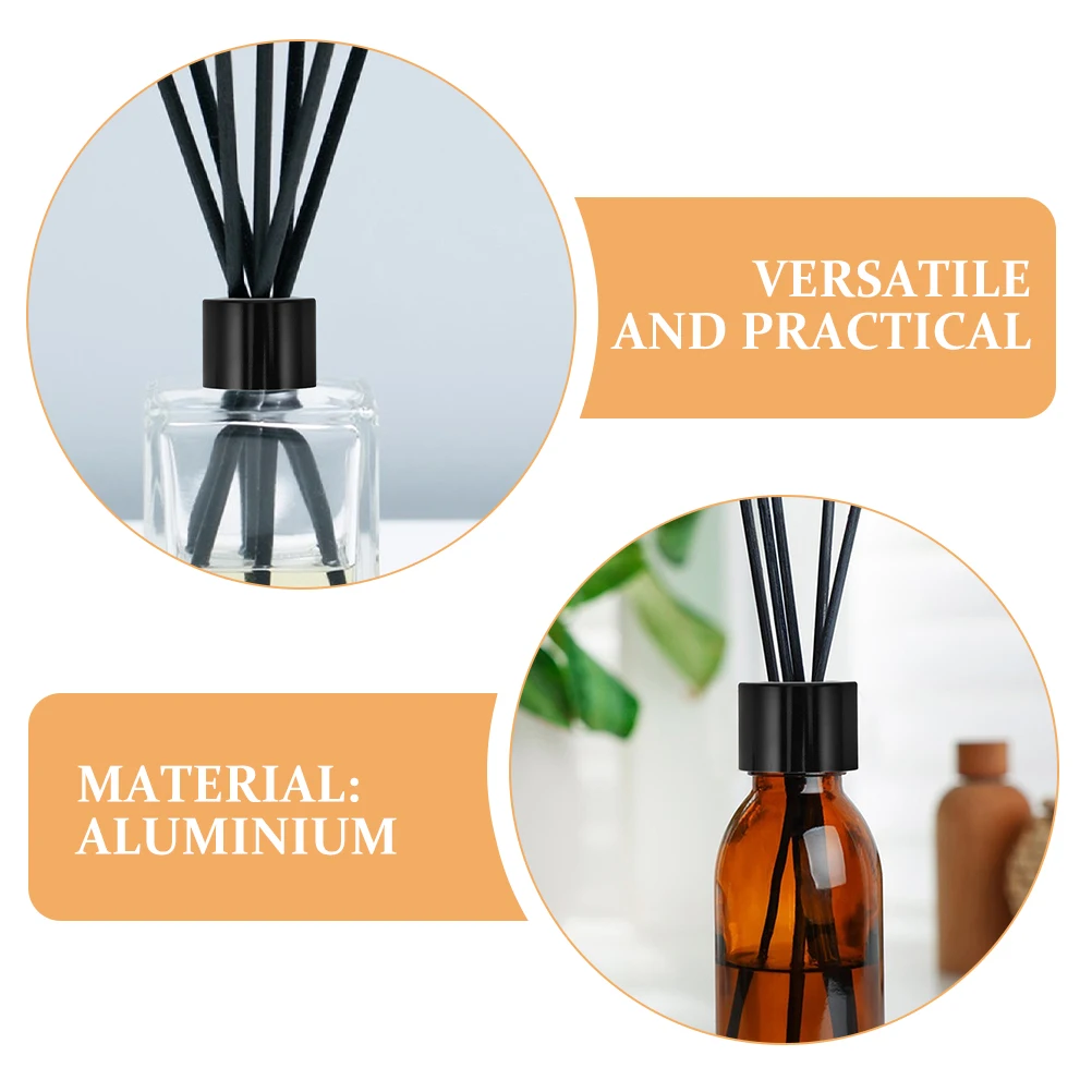 20 قطعة قبعات الزجاجات السوداء استبدال الأغطية ل الزجاج القصب الناشر الجرار العطر سدادات إعادة الملء الناشر القمم أغطية جرة فارغة #4