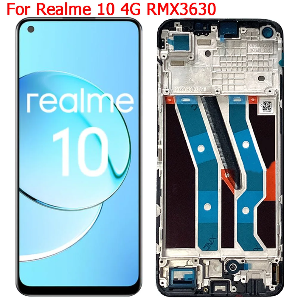 

ЖК-дисплей 6,4 дюймов Realme 10 4G для Oppo Realme 10 4G RMX3630, ЖК-дисплей с сенсорным экраном и рамкой