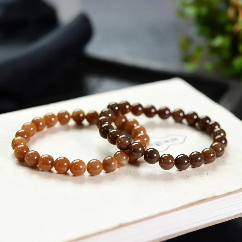 Hetian Qiemou Sugar White Mine Old Material 8Mm Bracelet Bead Chain Single Circle Jade Strand Men And Women