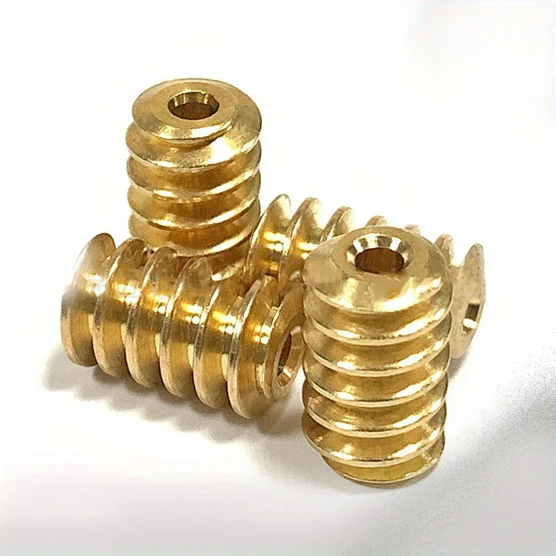 

10PCS Brass Worm Gear Set, 0.5 Module, - Precision Stepped Hole Tight Fit Worm Gear for Limit Direction Transmission