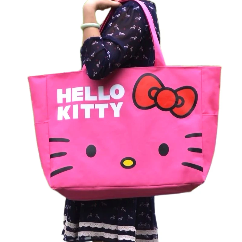 Organizer da viaggio Hello Kitty Shopping Bag borsa a tracolla carina borsa da viaggio per donna borsa in tela impermeabile 60cm * 13cm * 37cm