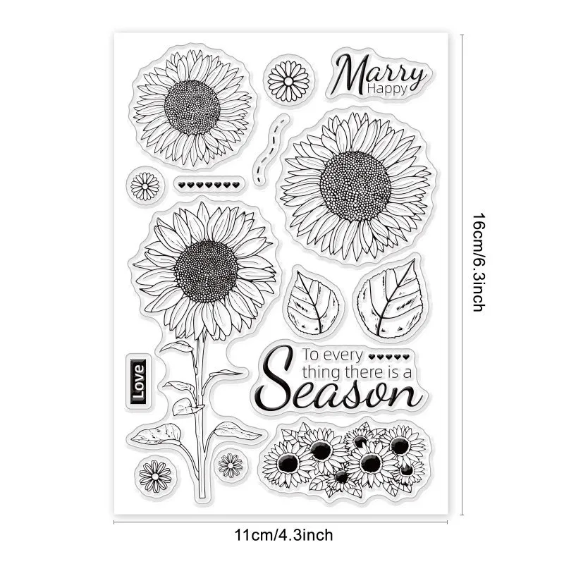 1Sheet Sunflower Clear Stamps Transparent Silicone Stamp for Card Making Decoration and DIY Scrapbooking