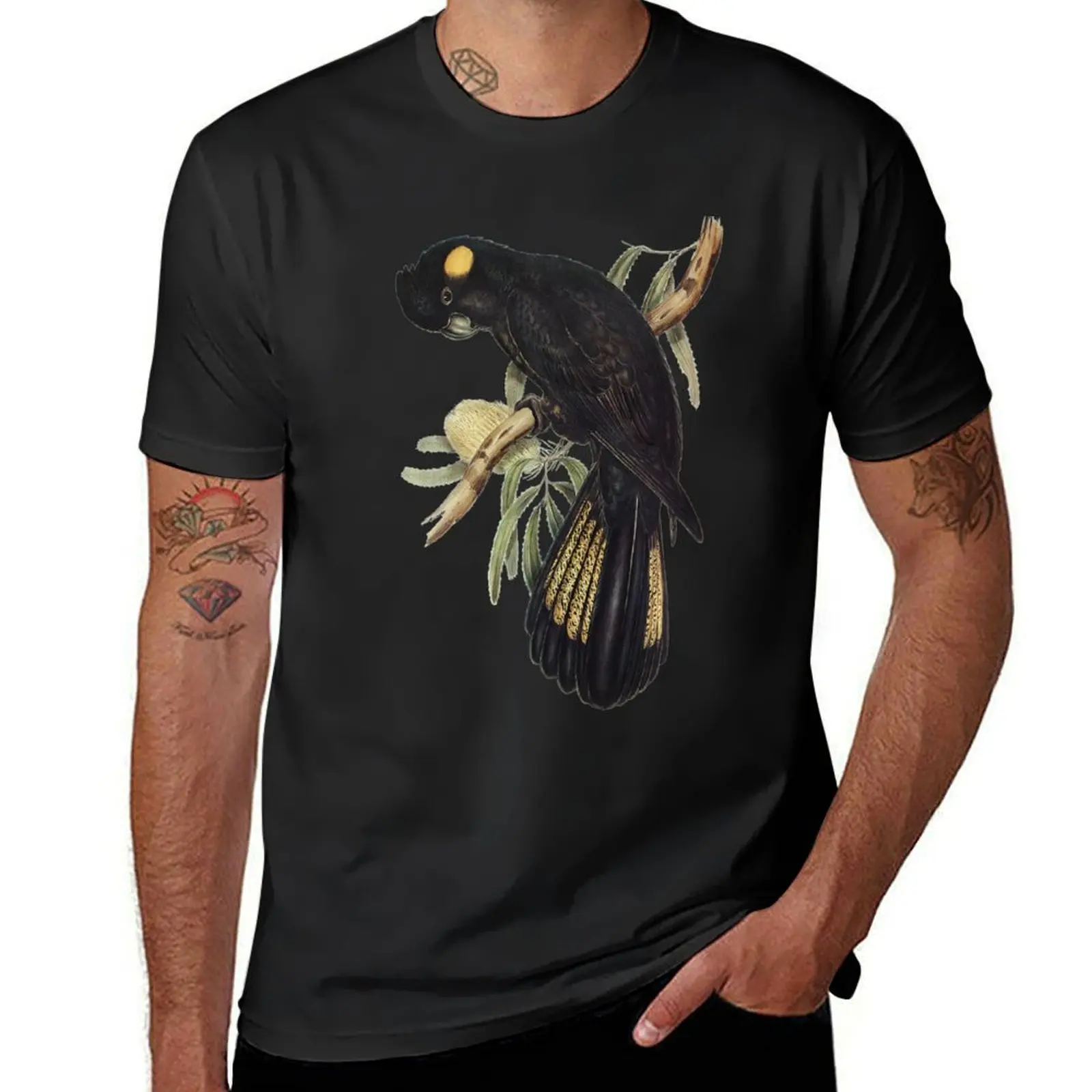 Yellow-tailed Black Cockatoo (Calyptorhynchus funereus) T-Shirt customizeds sweat sweat shirts, men