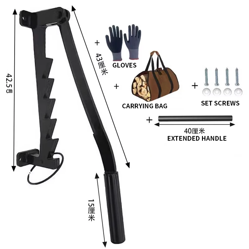 Wall-mounted firewood splitter, firewood splitter, special-shaped firewood axe with firewood bag, portable garden tool