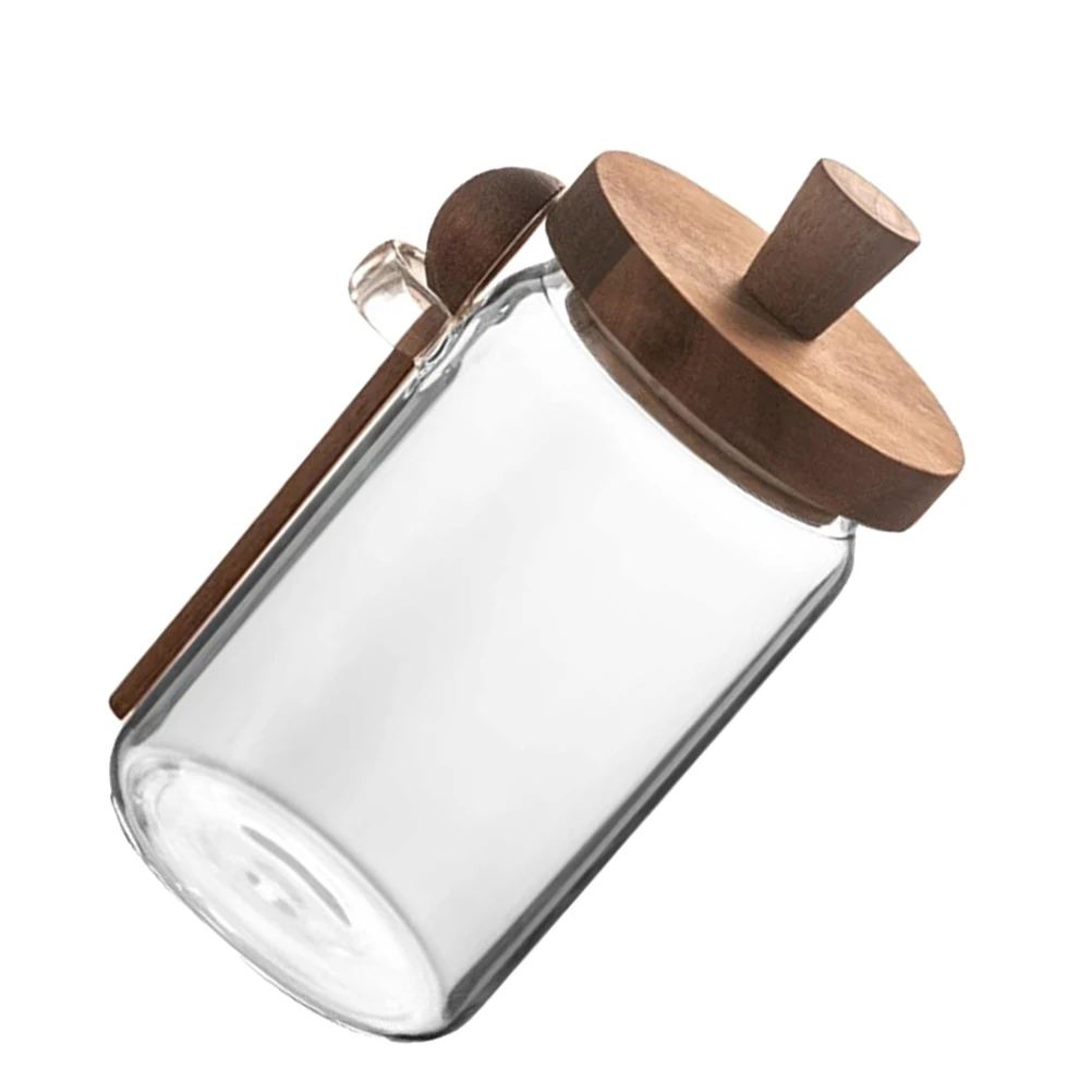 

Glass Sealed Coffee Bean Jar Wood Lid Small Storage Container Kitchen Canisters Tea Sugar Coffee Canister Glass Sealed Jar