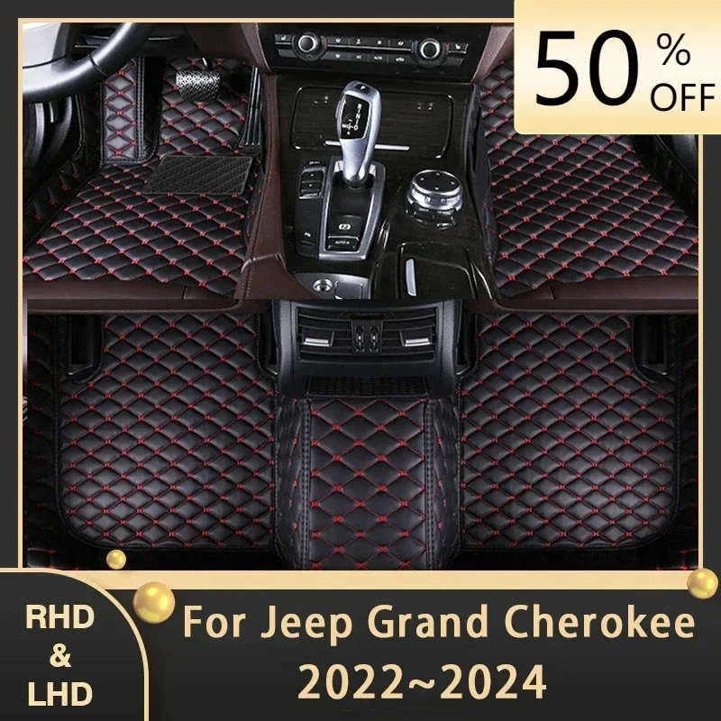 

Car Floor Mats For Jeep Grand Cherokee WL MK5 2022 2023 2024 Custom Auto Foot Pads Leather Carpet Interior Accessories