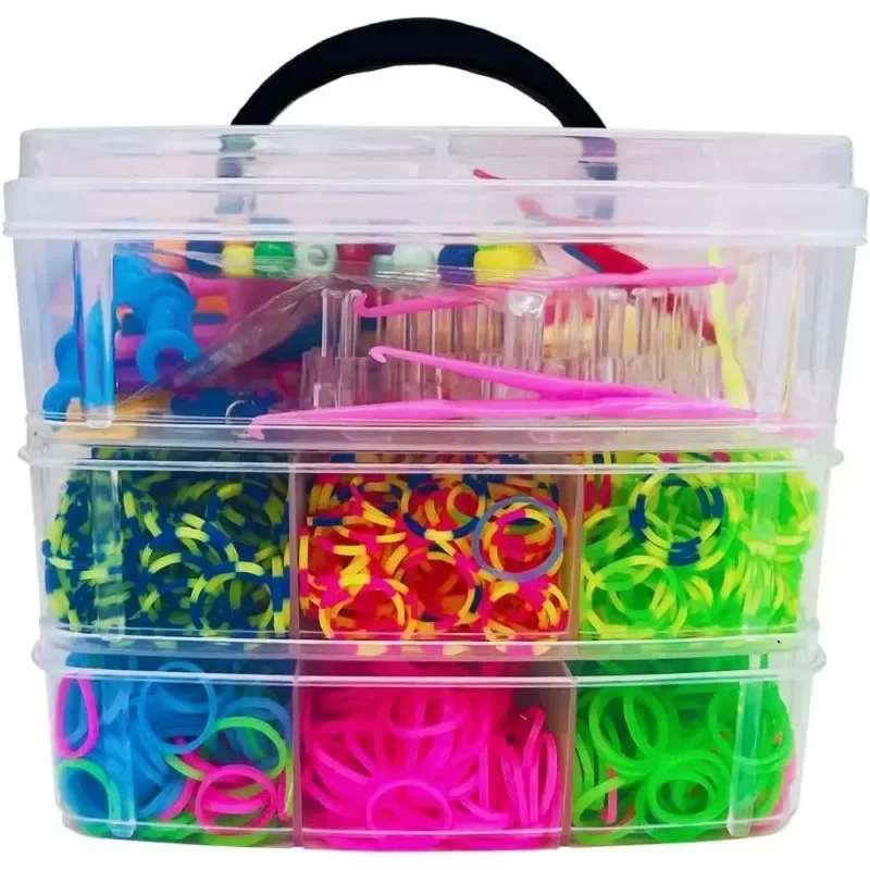 ชุดทำสร้อยข้อมือยาง DIY สำหรับเด็ก - ของเล่นตัวต่อสายยางยืดหลากสี อุปกรณ์ทำสร้อยข้อมือทำมือ เสริมสร้างสมาธิเด็ก