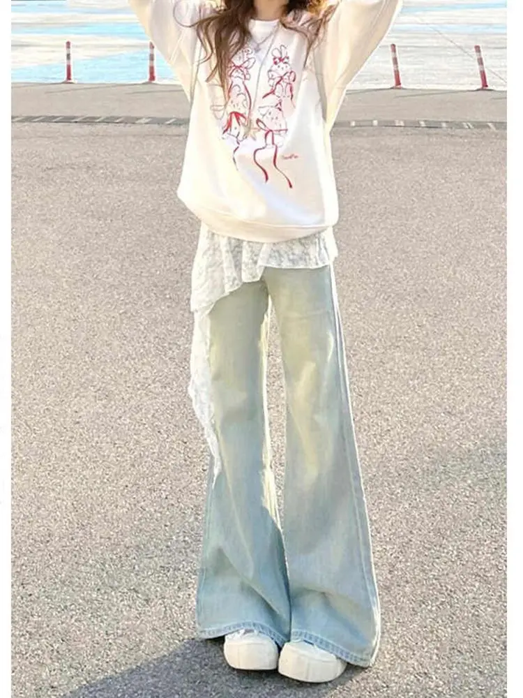 

Широкие джинсы Уличная одежда Женская одежда Западная ковбойка Тай-дай Бант Милый цветочный жемчужный узор Звезды Украшенные праздником