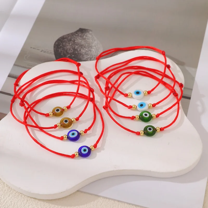 Adjustable Beaded Bracelet with Round Eye Charms—for Good Luck and Warding off Evil.
