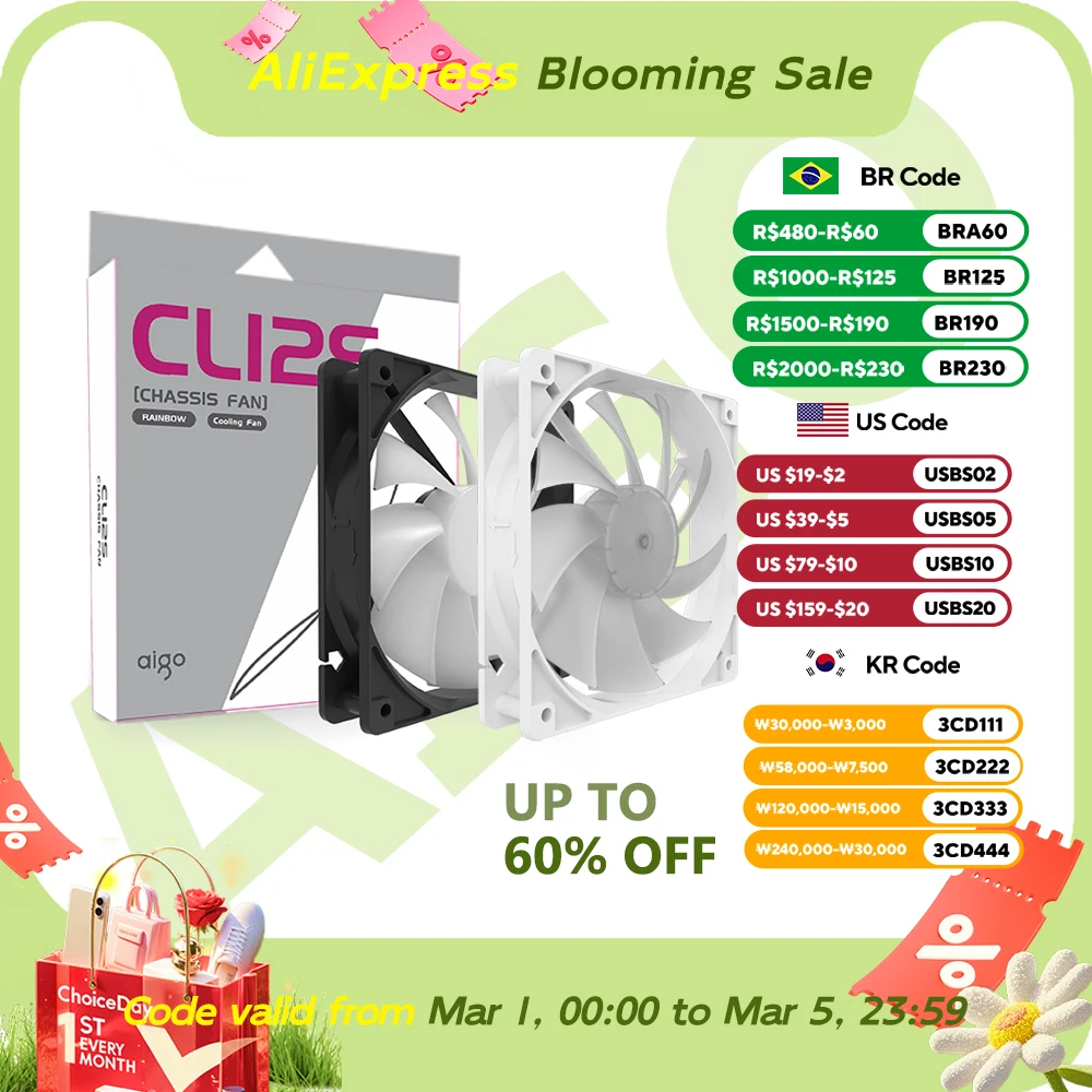 

AIGO CL12S Computer Case Fan Rainbow Led Lighting 120mm 4Pin PC Cooling Fan Low Noise Water Cooling Ventilador