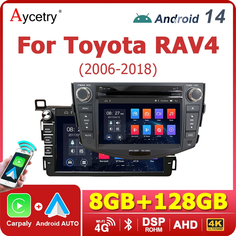 Wireless Android 14 Car Radio 7'' Screen Carplay For Toyota RAV4 2006-2018 2 din Auto Multimedia player autoradio Stereo 4G LTE