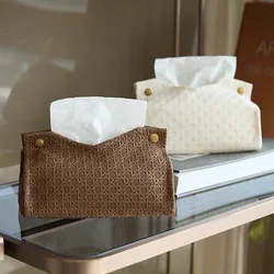 Living Room Coffee Table PU Leather Tissue Box Nordic Simple Plain Paper Tissue Boxes