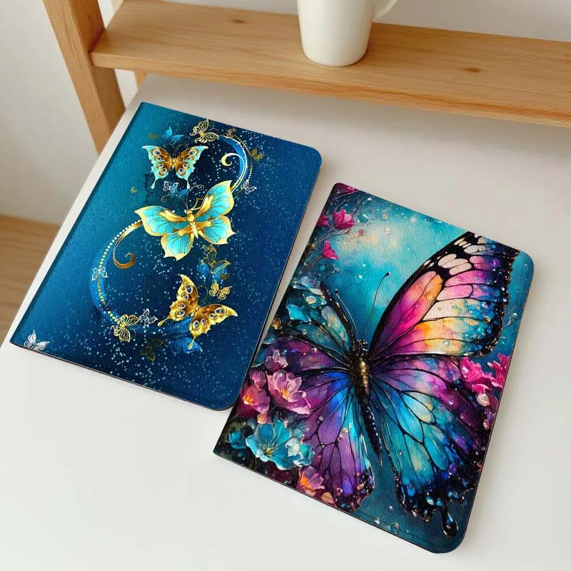 

Golden Blue Butterfly Art Tablet Case For Apple iPad Air Pro mini 1 2 3 4 5 6 7 8 9 11 M2 M3 M5 M4 5th 6th 7th 10th 11th Gift