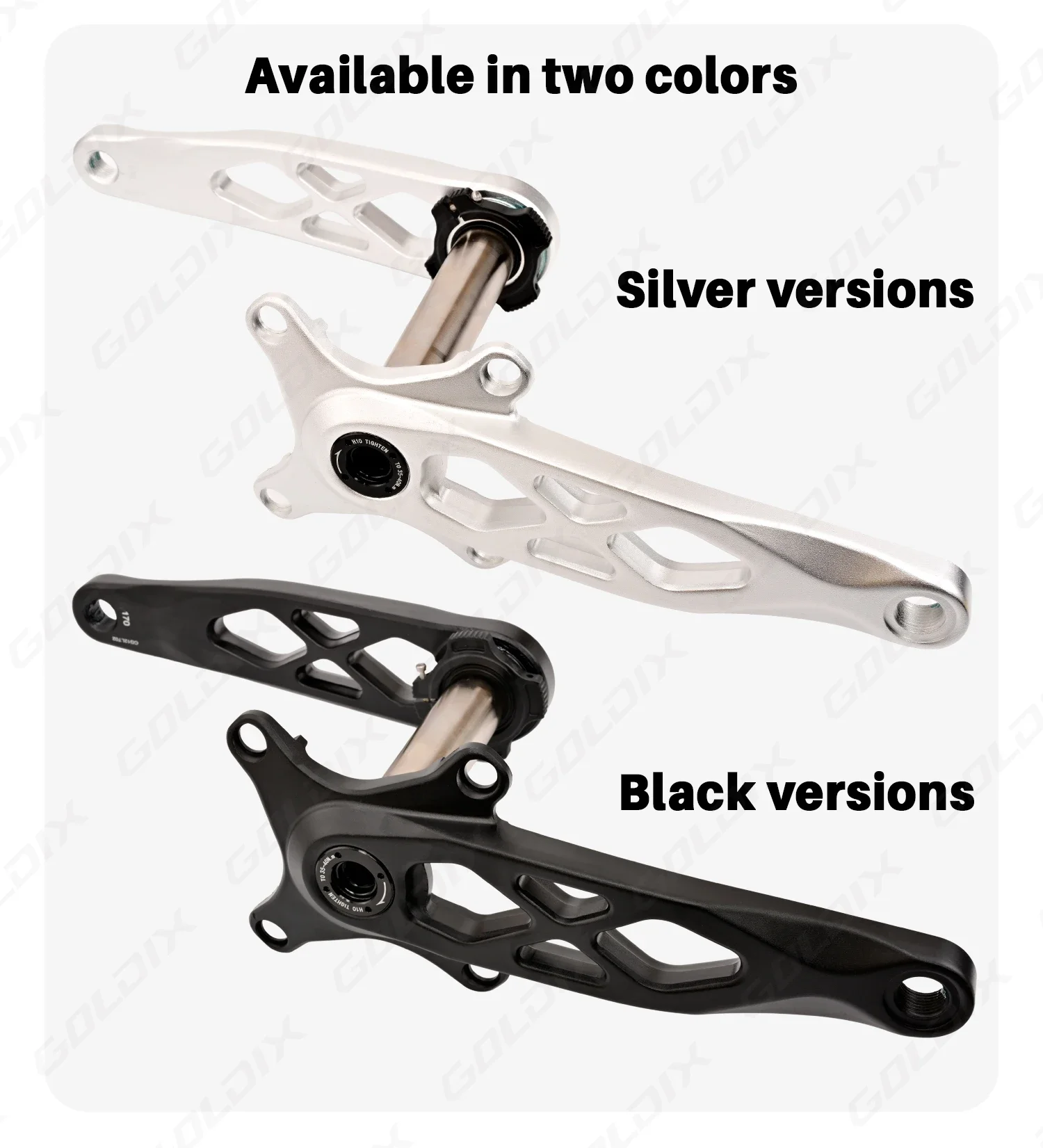 GOLDIX Hochfeste Fahrradkurbelgarnitur aus geschmiedeter Aluminiumlegierung, 104BCD, schmal-breites Kettenblatt, 170 mm Länge, für Mountainbikes. – Detail 9