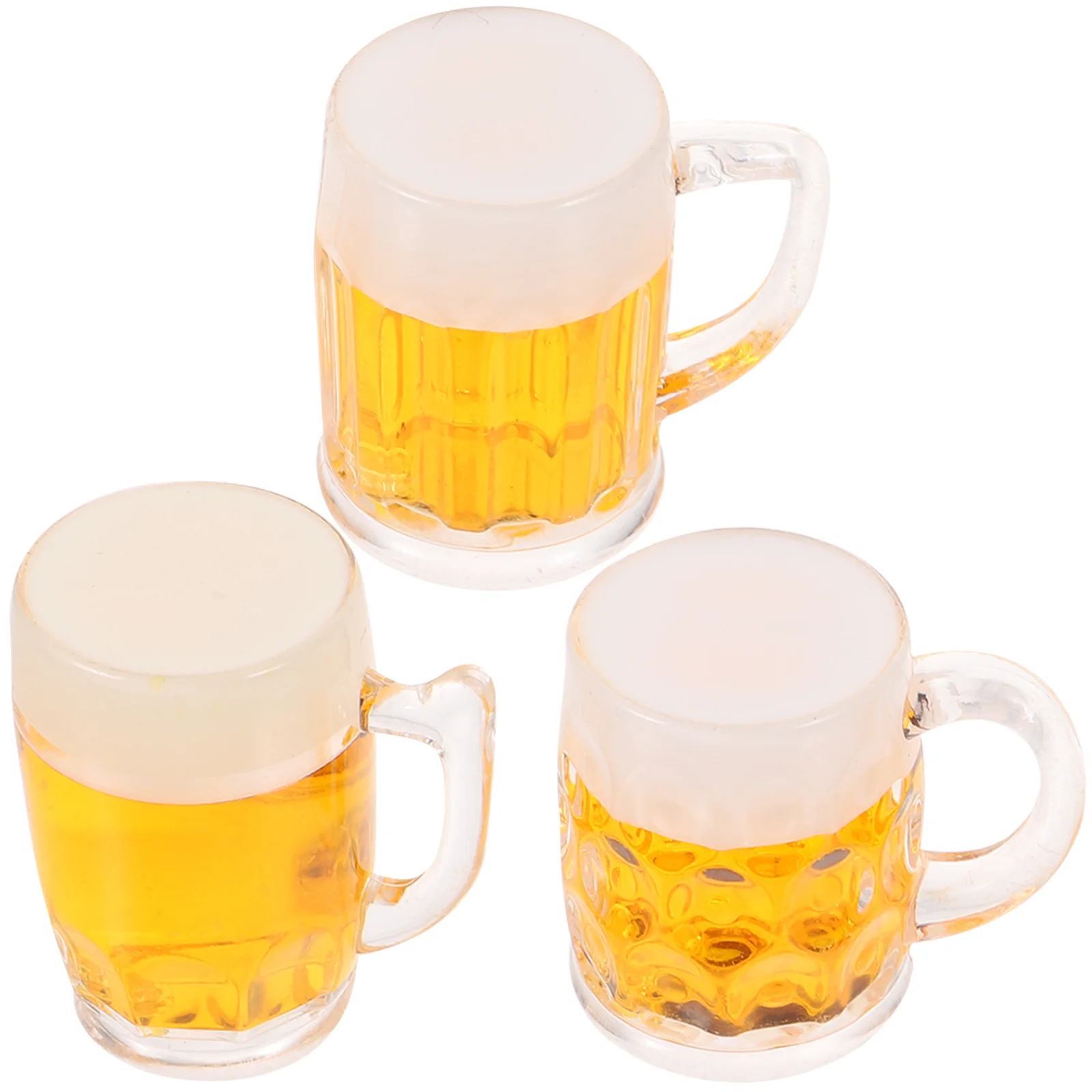 3 Pcs Simulation Beer Plastic Mug Decor Glass Craft Fake Bulk Unique Small Faux Model Imitation Food Keychains Cup Man