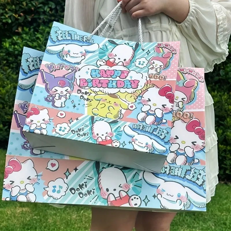 Sanrio Hello Kitty Handbag Durable and Fashionable Crayon Shin-chan Paper Gift Bag Cute Sweet Beautiful Packaging Bag Gift