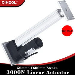 50mm~1600mm Stroke Linear Actuator DC 24V Electric Lifting Motor 3000N 50kg~300kg Load Adjustable Actuator 25dB 60W Push Rod