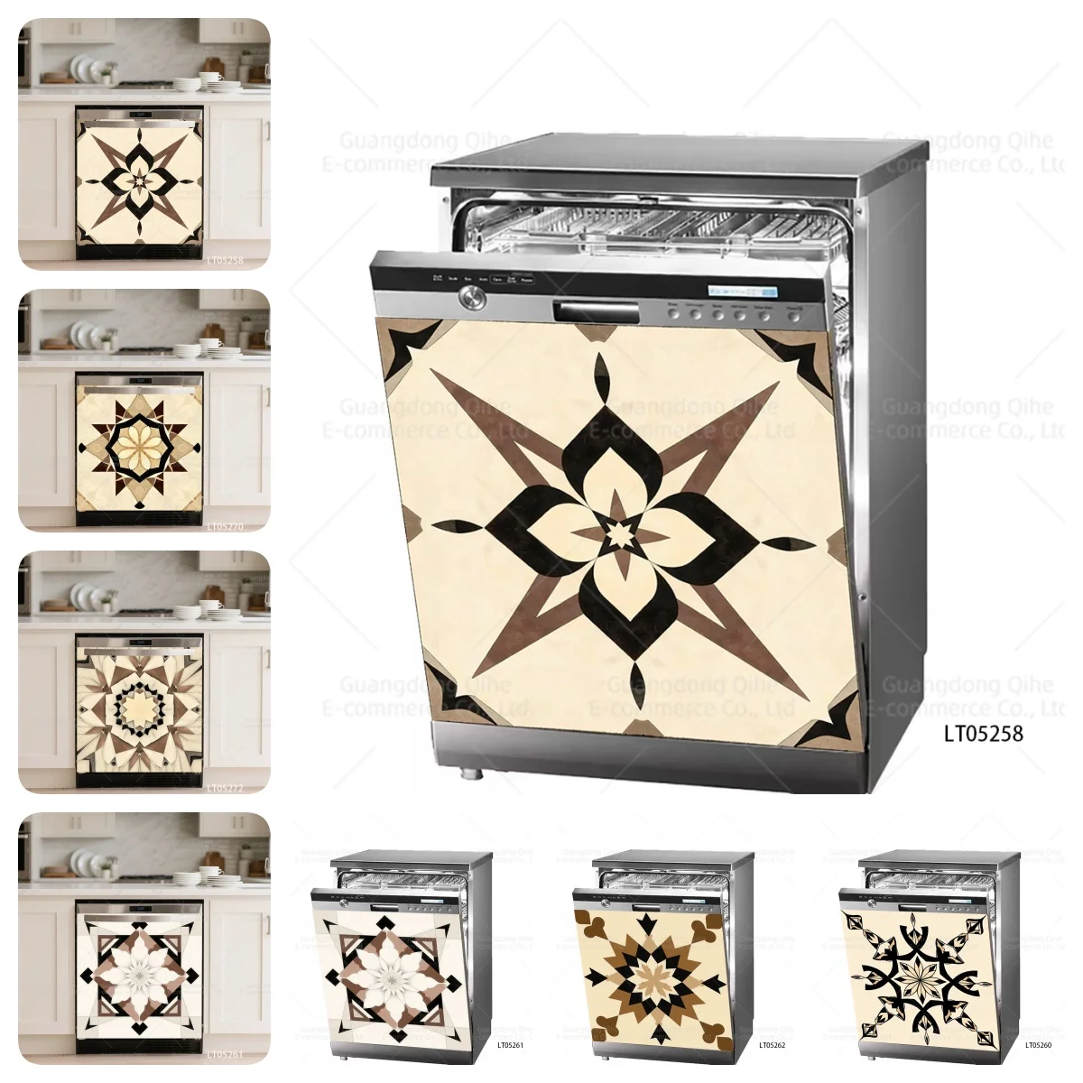 

Mediterranean Style Star Flower Dishwasher Cover Sticker Oil-proof Easy Clean Decor Wallpaper Customize Home Door Poster crafts