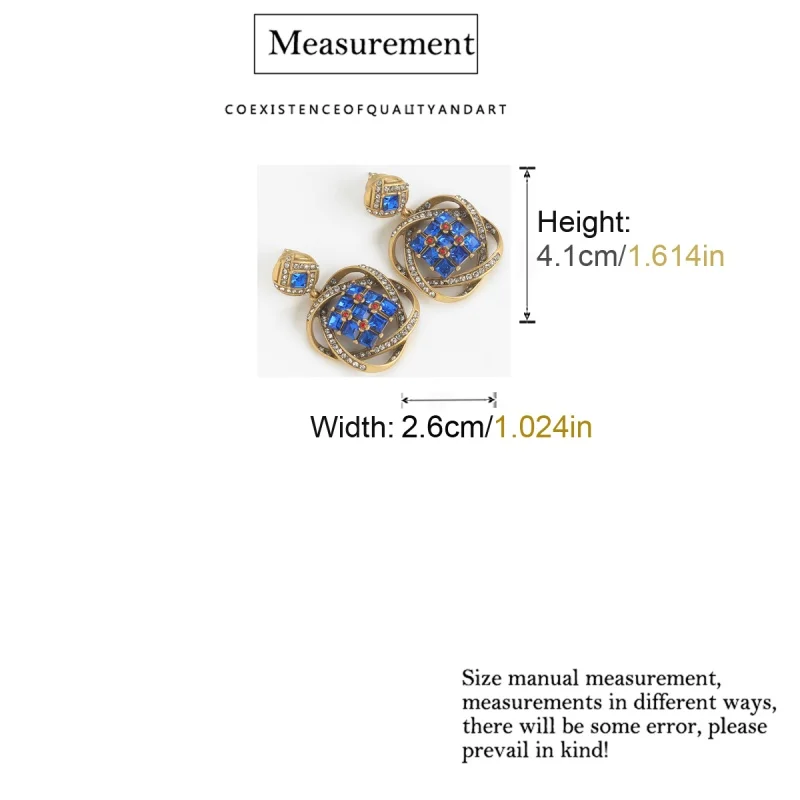 Vintage Blue Crystal Earrings Drop Dangle Gold Color Rhinestone Luxury Designer Jewelry Accessories Antique 2025 Christmas New