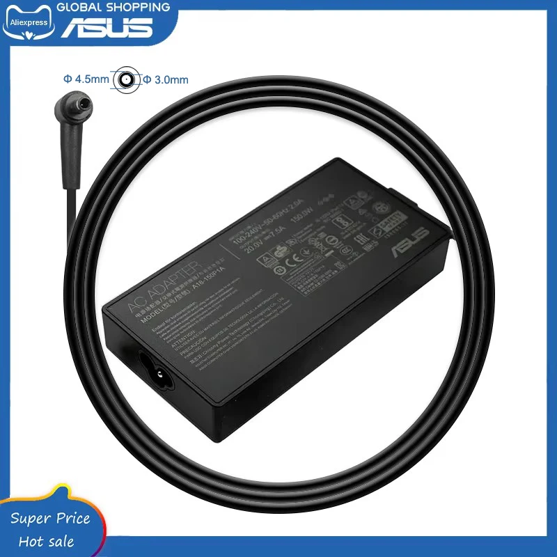 Laptop Charger 20V 7.5A 150W 4.5x3.0mm AC Adapter For Asus UX535LH UX535LI X571LI UM535QA UM535QE K6500ZC K6502VV