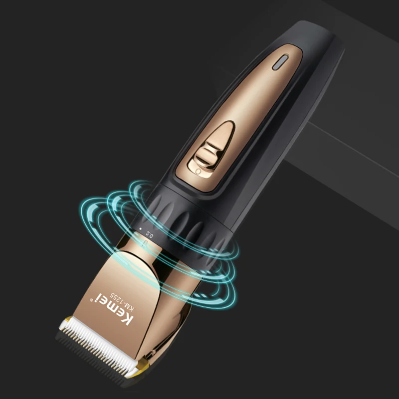 Kemei 1255 مشابك شعر كهربائية رجل قابلة للشحن آلة قطع الشعر قادين الشعر اللحية المشكل ماكينة حلاقة نحت المقص