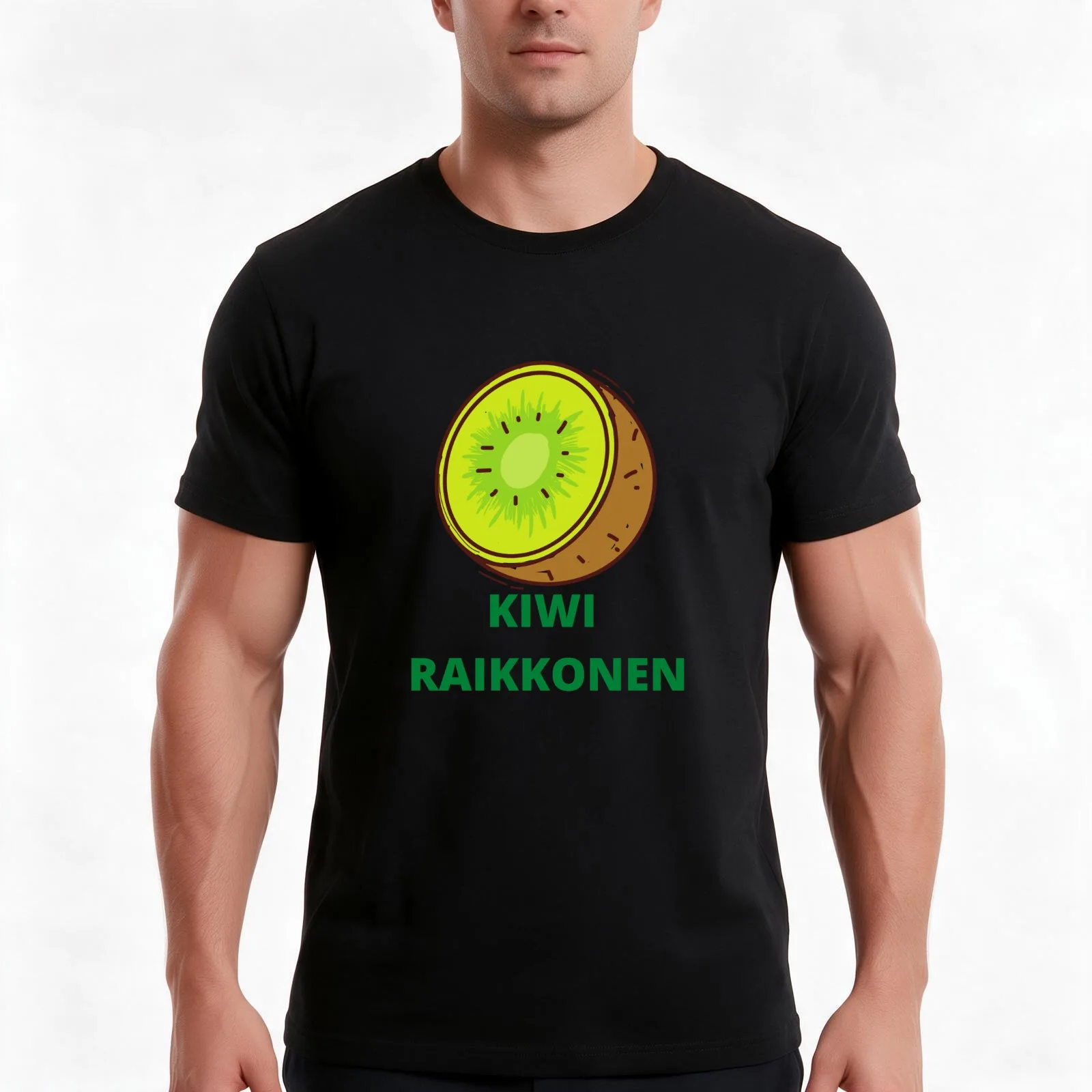 Kiwi Raikkonen T-Shirt, Summer Casual Cotton Tee, Oversized Streetwear Tops, Vintage Graphic Print, Loose Fit Short Sleeve