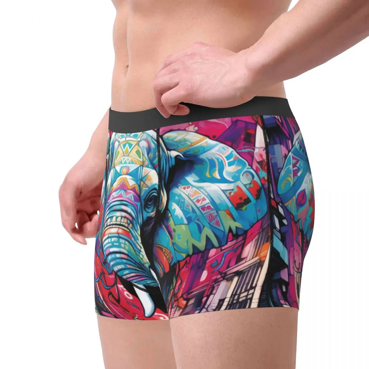 Elephant Underwear Vibrant and Exciting Graffiti Soft Panties Customs Boxer Brief 3D Pouch Males Oversize Boxershorts