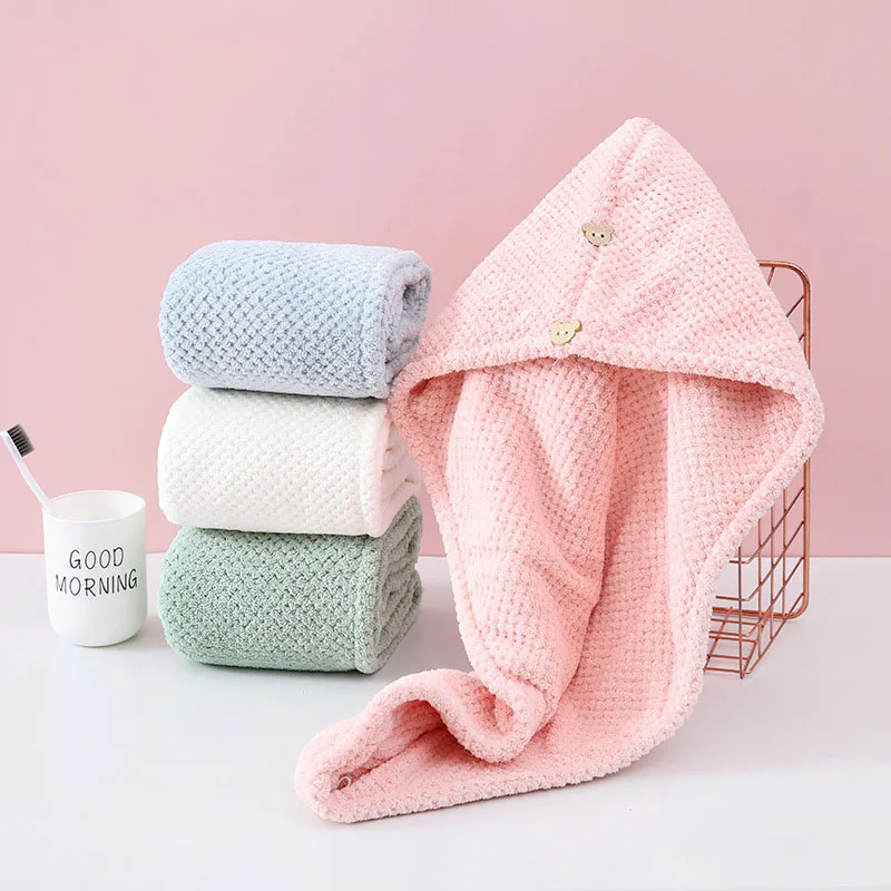 Class A Solid Pineapple Dry Hair Caps Double-Layer Thickened Coral Velvet Hair Towel Super Soft Non-Shedding Absorbent Headscarf