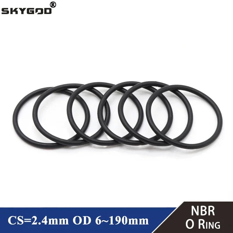 

10pcs NBR O Ring Seal Gasket Thickness CS 2.4mm OD 6~190mm Nitrile Butadiene Rubber Spacer Oil Resistance Washer Round Shape