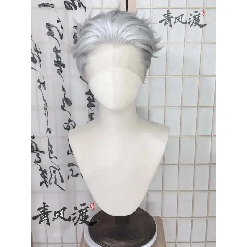 

NewStyled Kaneki Ken Hot Anime Cosplay Customized Wig Silver White Short Heat Resistant Synthetic Hair Halloween Role Play Wigs2