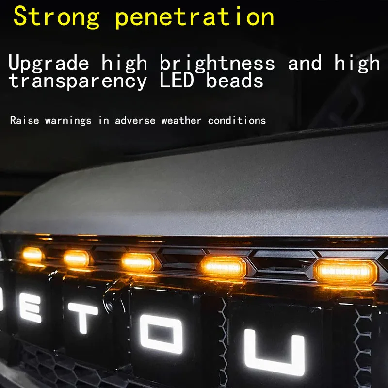 

For JETOUR T2 2023-25 Car Front Grille LED Small Yellow Light Fit Modified Car Grille Light Auto Exterior Accessories