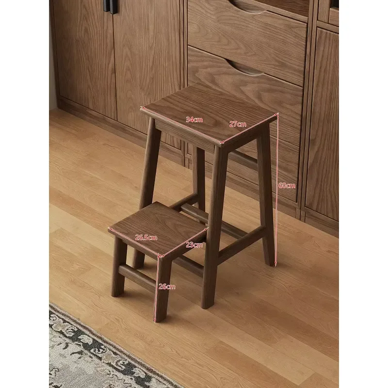 Modern Ash Wood Folding Stool Multifunctional Ladder Chair with Storage Eco Friendly Wooden Legs Simple Home Furniture Design