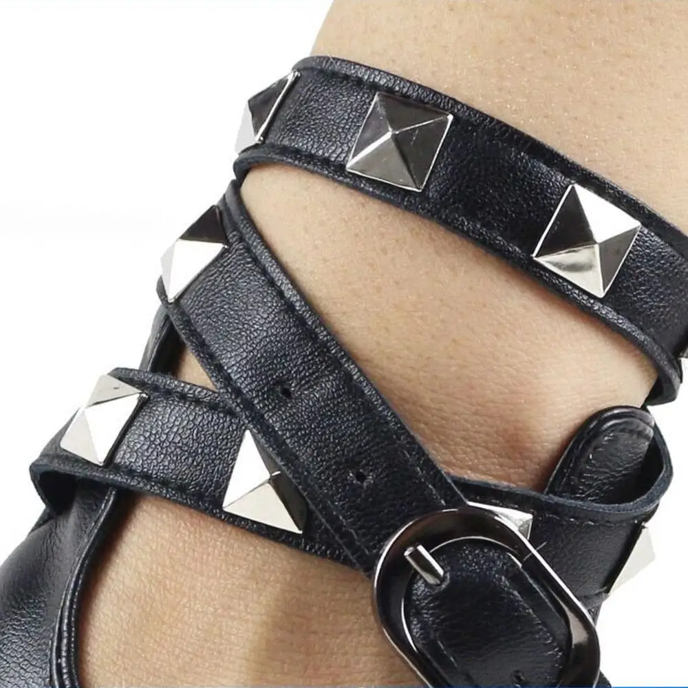 Driving Ride Rivet Punk Guante Manoplas de cuero Guantes sin dedos