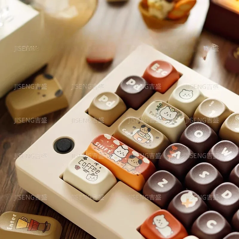 

ZONGJI MOA high keycap mechanical keyboard round cute bear coffee house pbt girls customized 75/87/108