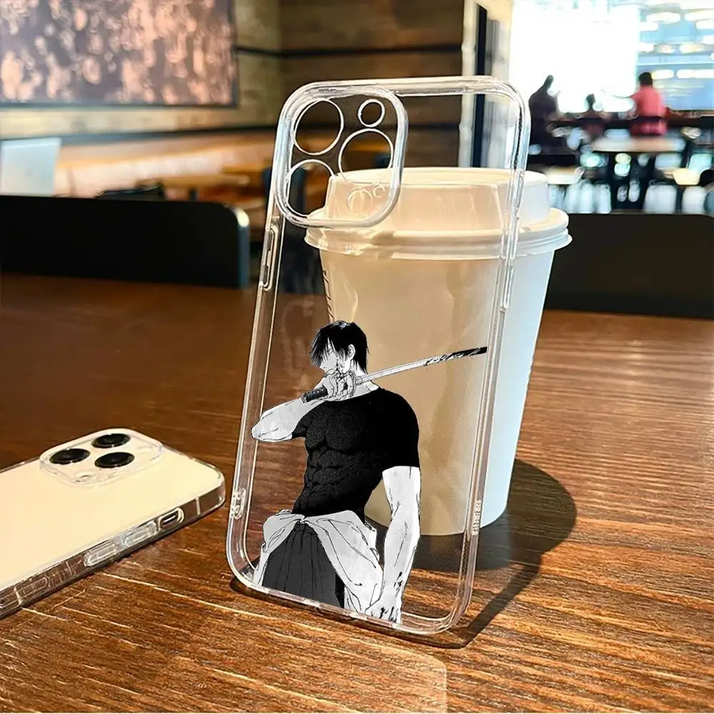 حافظة هاتف J-Jujutsu K-Kaisen T-Toji F-Fushiguro لهاتف iPhone17,16,15,14,13,12,11 Plus,Pro Max غطاء شفاف ناعم