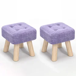 Home Sofa Stool Ottomans Solid Wood Bench Coffee Table Stool Creative Living Room Furniture Small Square Stool Fabric Low Stool