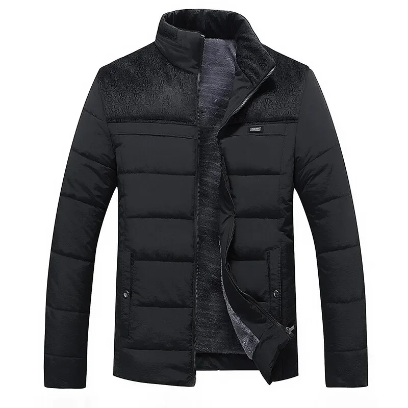 Warmer dicker Reiß verschluss mantel gepolsterter Mantel für Männer Herren Parker Mantel Winter Plüsch verdickte Parkas Stehkragen Herren Winter jacke