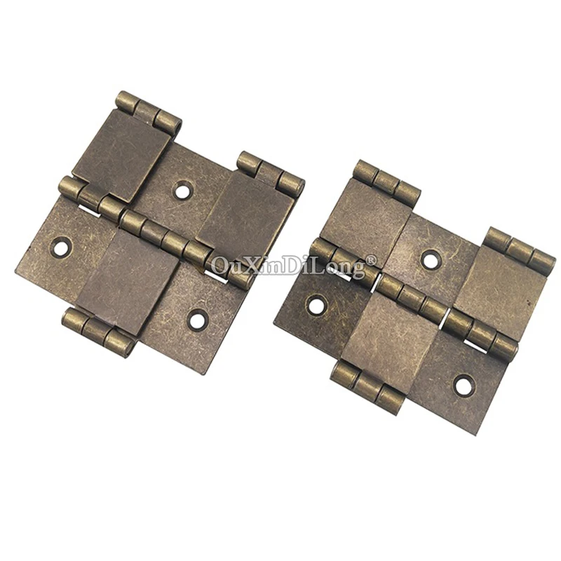 Classic Retro 4PCS Antique Bronze Furniture Folding Hinges Screen Hinges Double-Sides Flip Hinges for 25mm~50mm Thickness Board