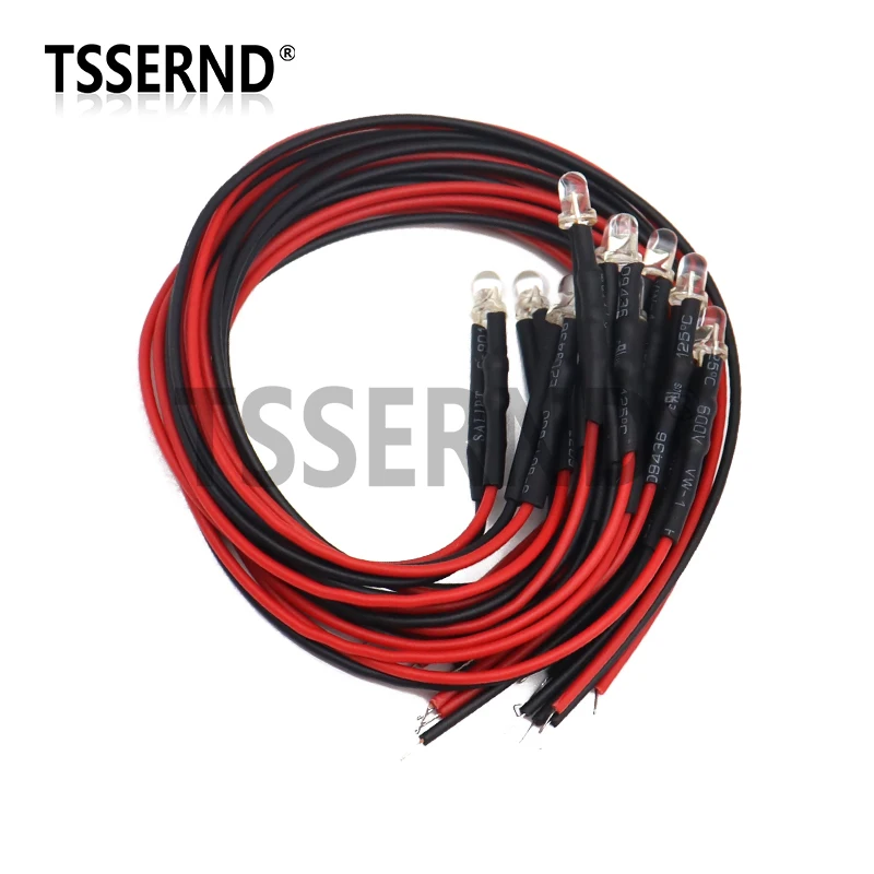 10 шт. 3 мм светодиод 5-12 В 20 см предварительно смонтированные белые, синие, красные, зеленые, желтые УФ-диодные лампы RGB, украшения, светоизлучающие диоды, предварительно припаянные