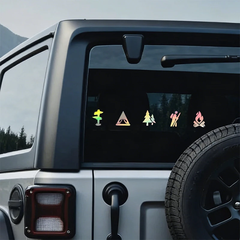 Cute And Interesting Car Sticker Decals Camping Icons Vinyl Art Sticker Rear Window Decor Car Sticker
